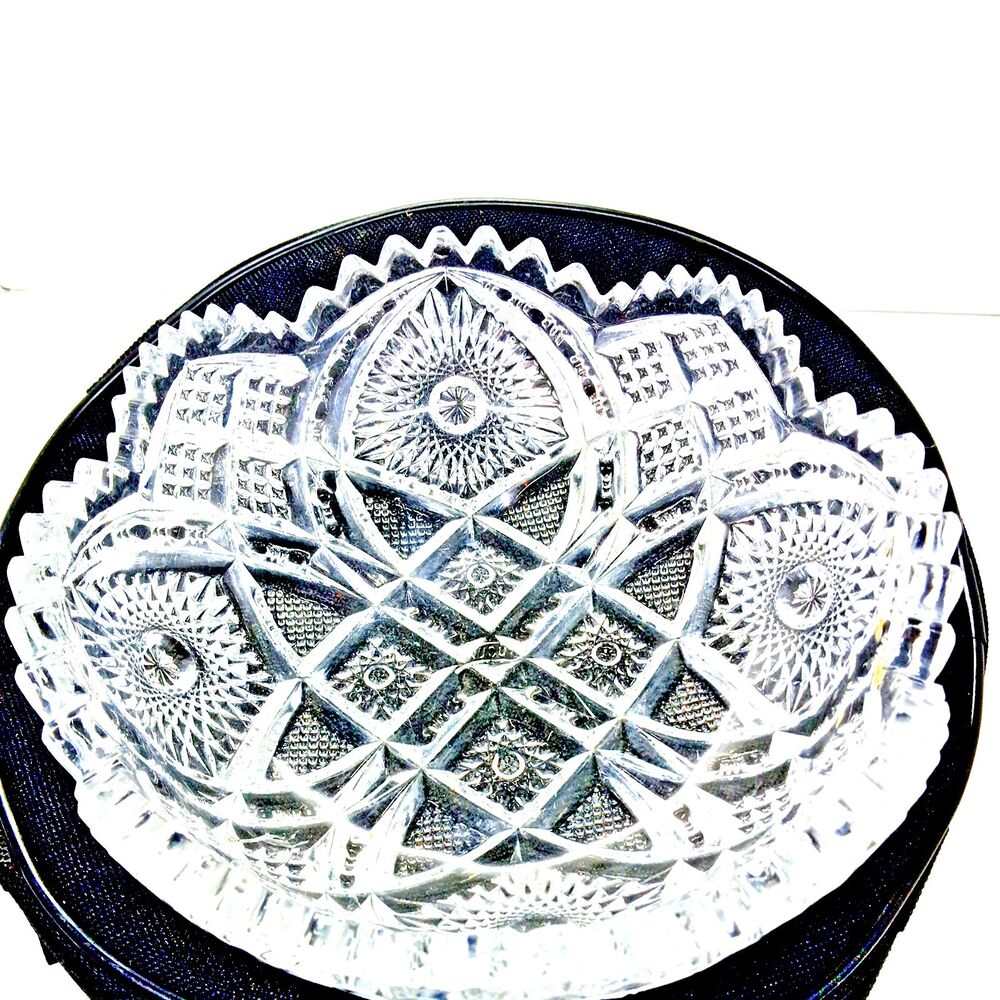 Imperial Glass Nucut Brilliant Cut Glass 6 5” Bowl Nice